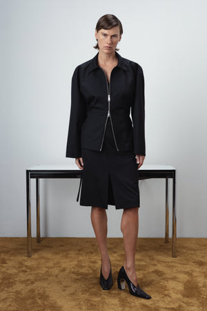 WOOL ZIP-UP BLAZER IN BLACK