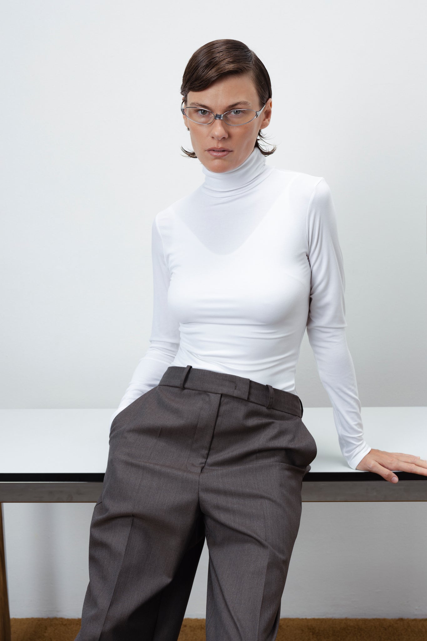 TURTLENECK TOP IN WHITE