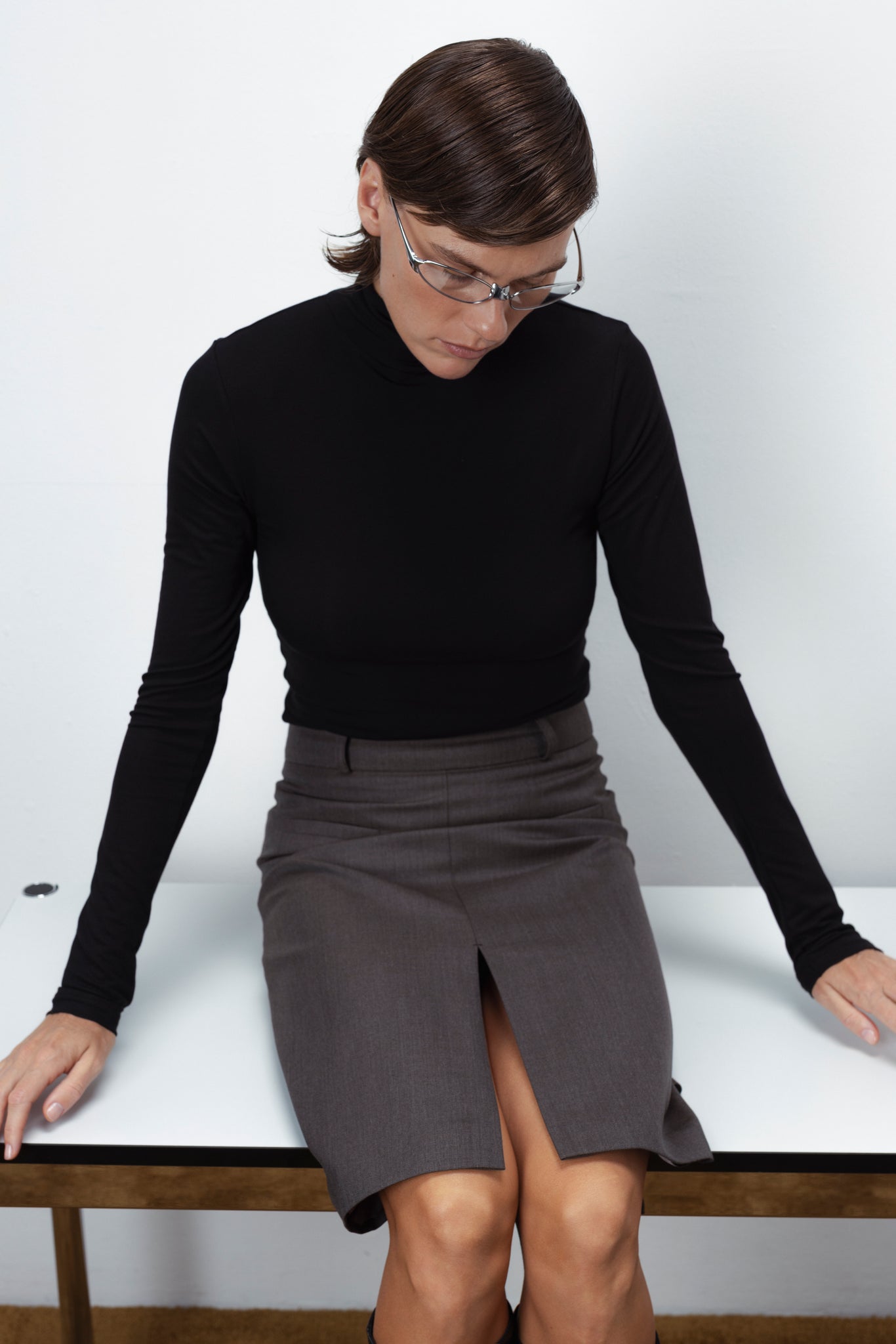 TURTLENECK TOP IN BLACK