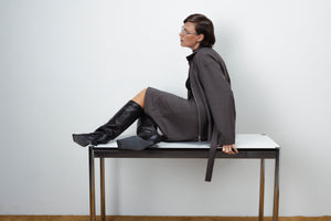 WOOL ZIP-UP BLAZER IN TAUPE