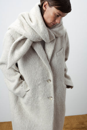 OVERSIZED HAIRY WOOL WRAP COAT