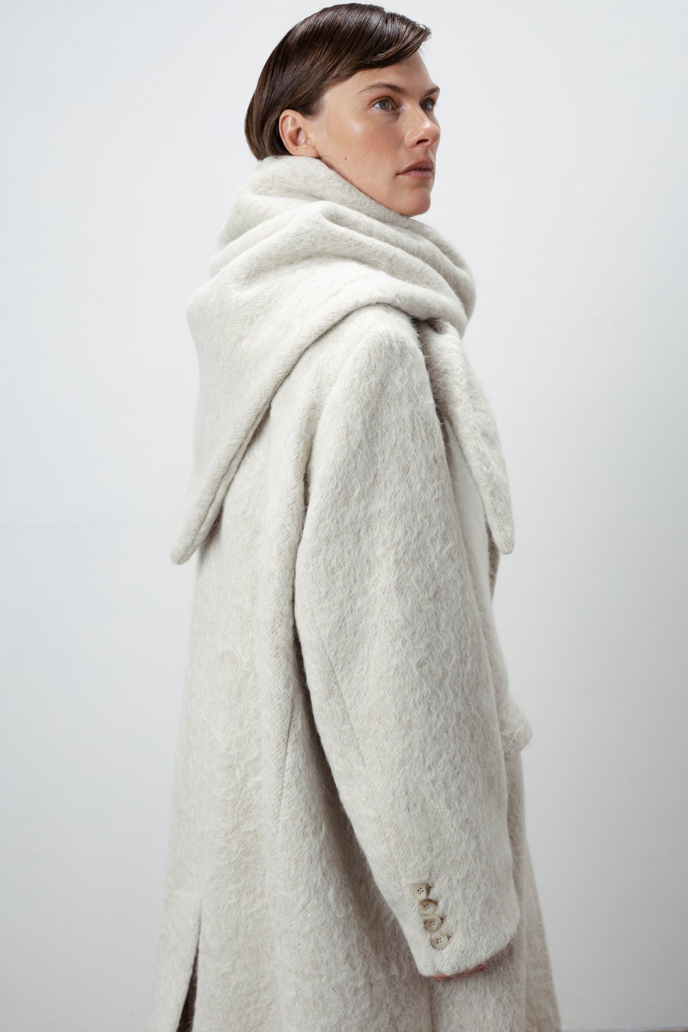 OVERSIZED HAIRY WOOL WRAP COAT
