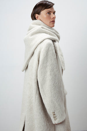 OVERSIZED HAIRY WOOL WRAP COAT