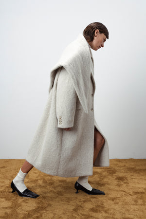 OVERSIZED HAIRY WOOL WRAP COAT