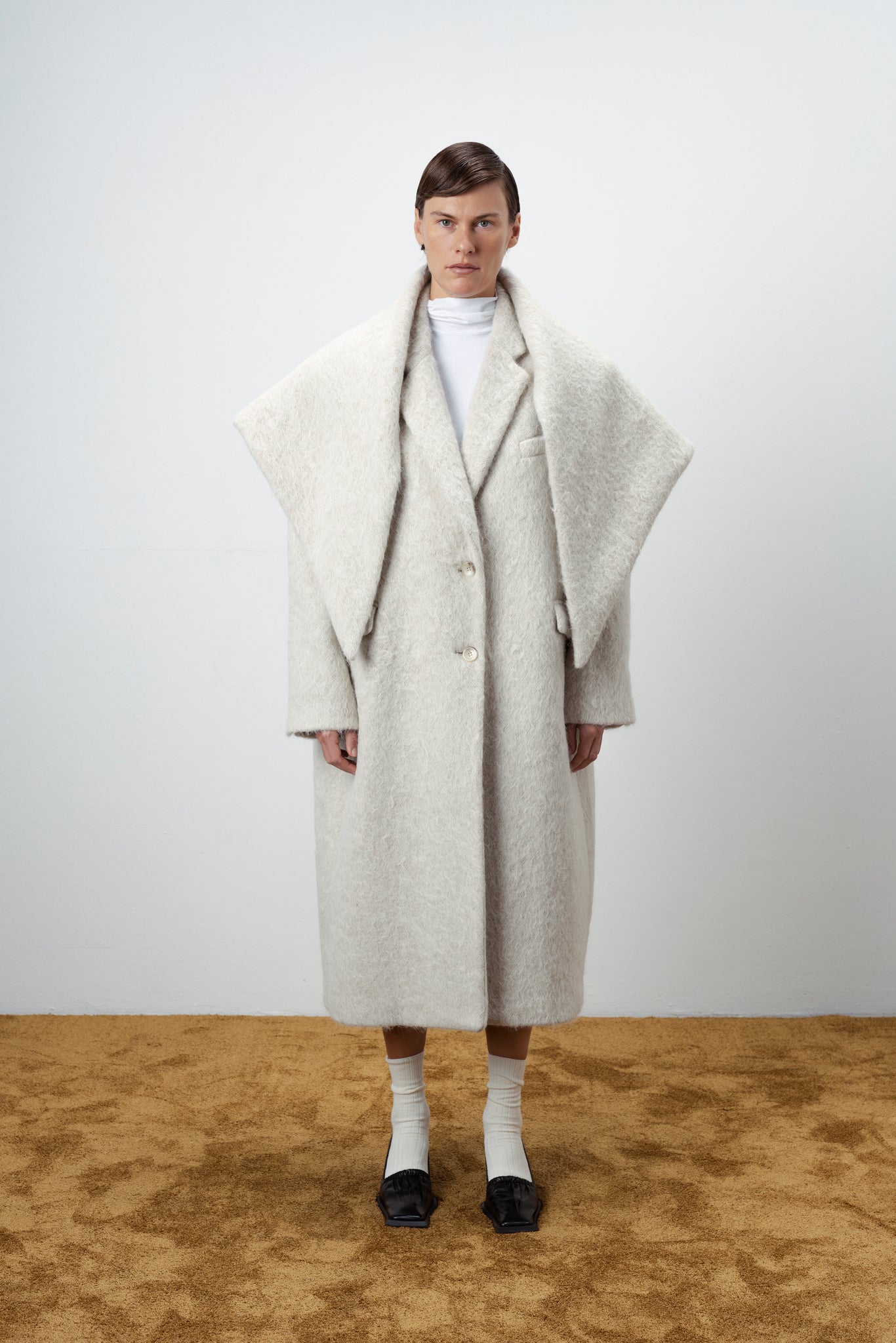 OVERSIZED HAIRY WOOL WRAP COAT