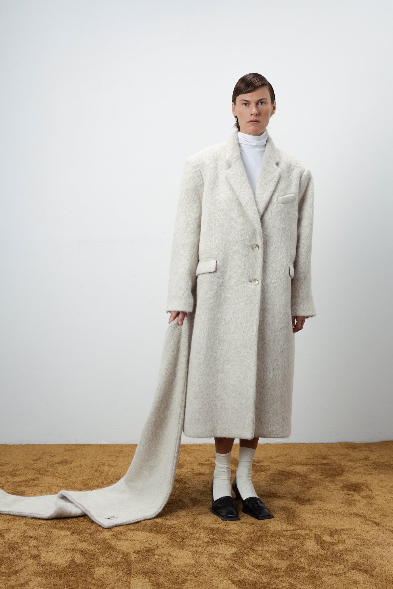 OVERSIZED HAIRY WOOL WRAP COAT