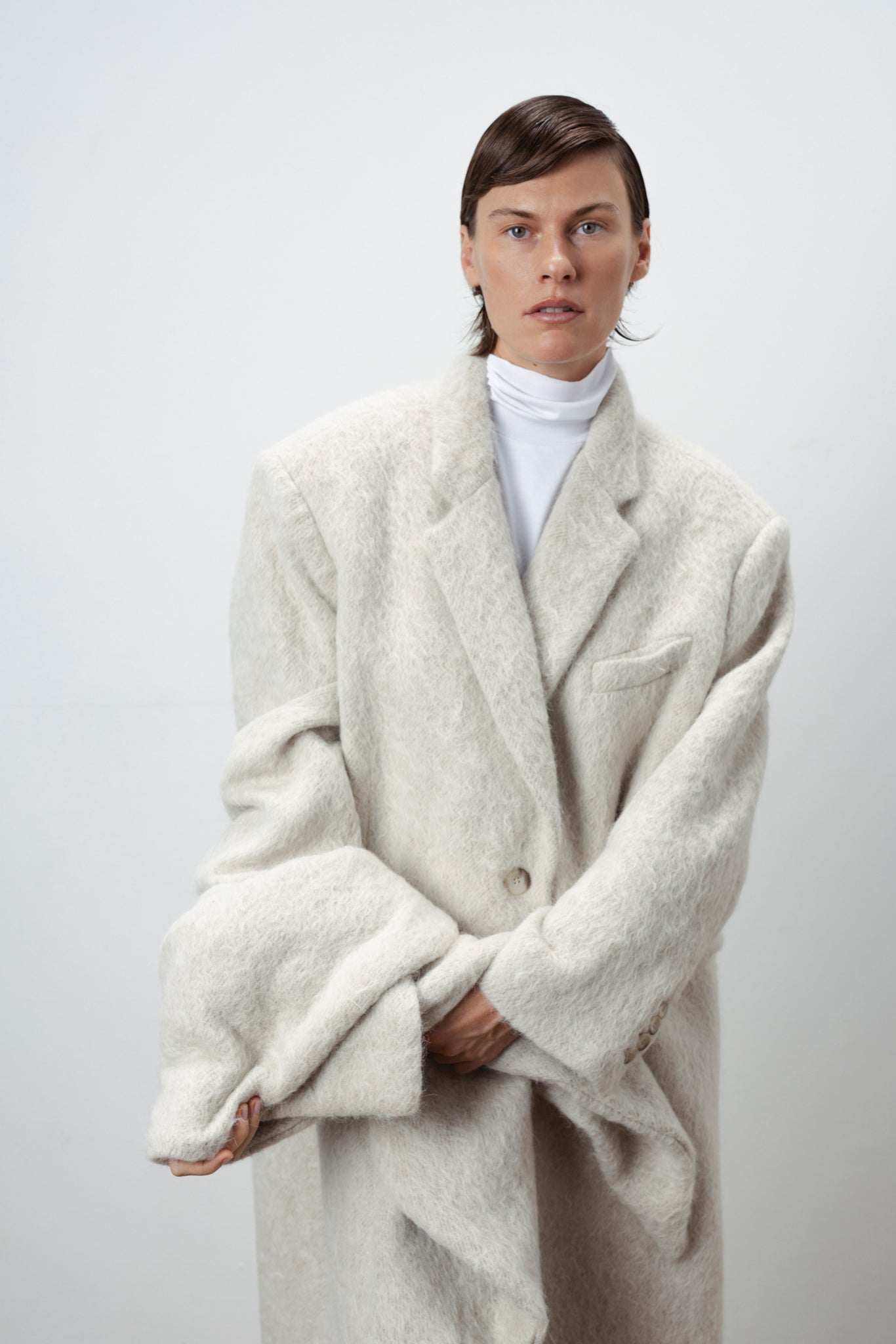 OVERSIZED HAIRY WOOL WRAP COAT