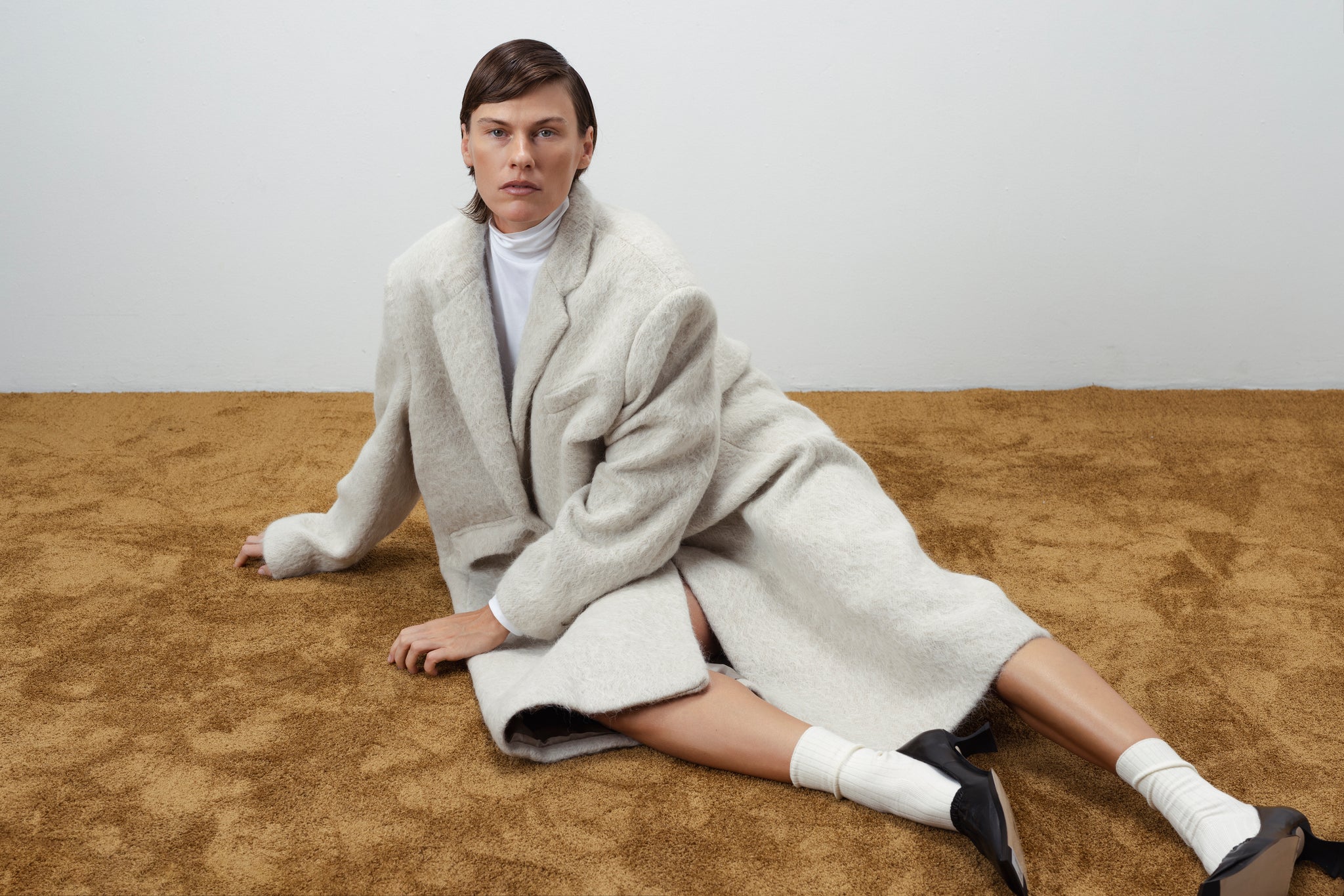 OVERSIZED HAIRY WOOL WRAP COAT