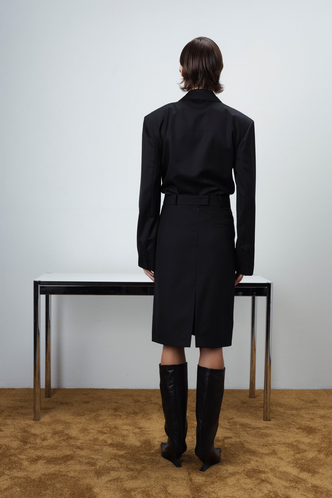 WOOL TAILORED SHIRT IN BLACK