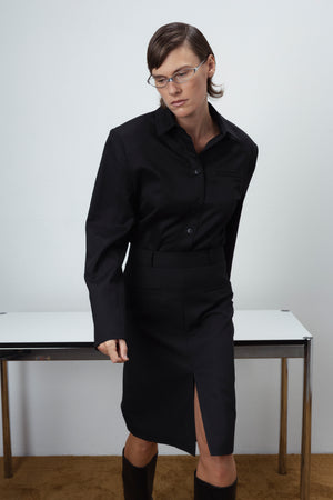 WOOL TAILORED SHIRT IN BLACK