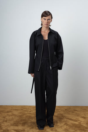 WOOL ZIP-UP BLAZER IN BLACK