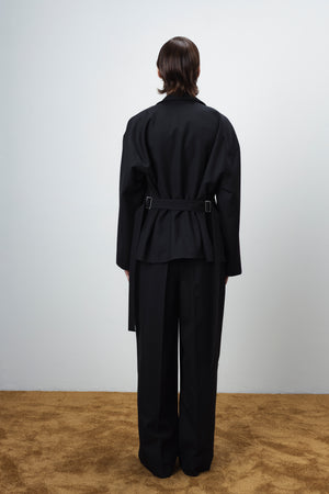 WOOL ZIP-UP BLAZER IN BLACK
