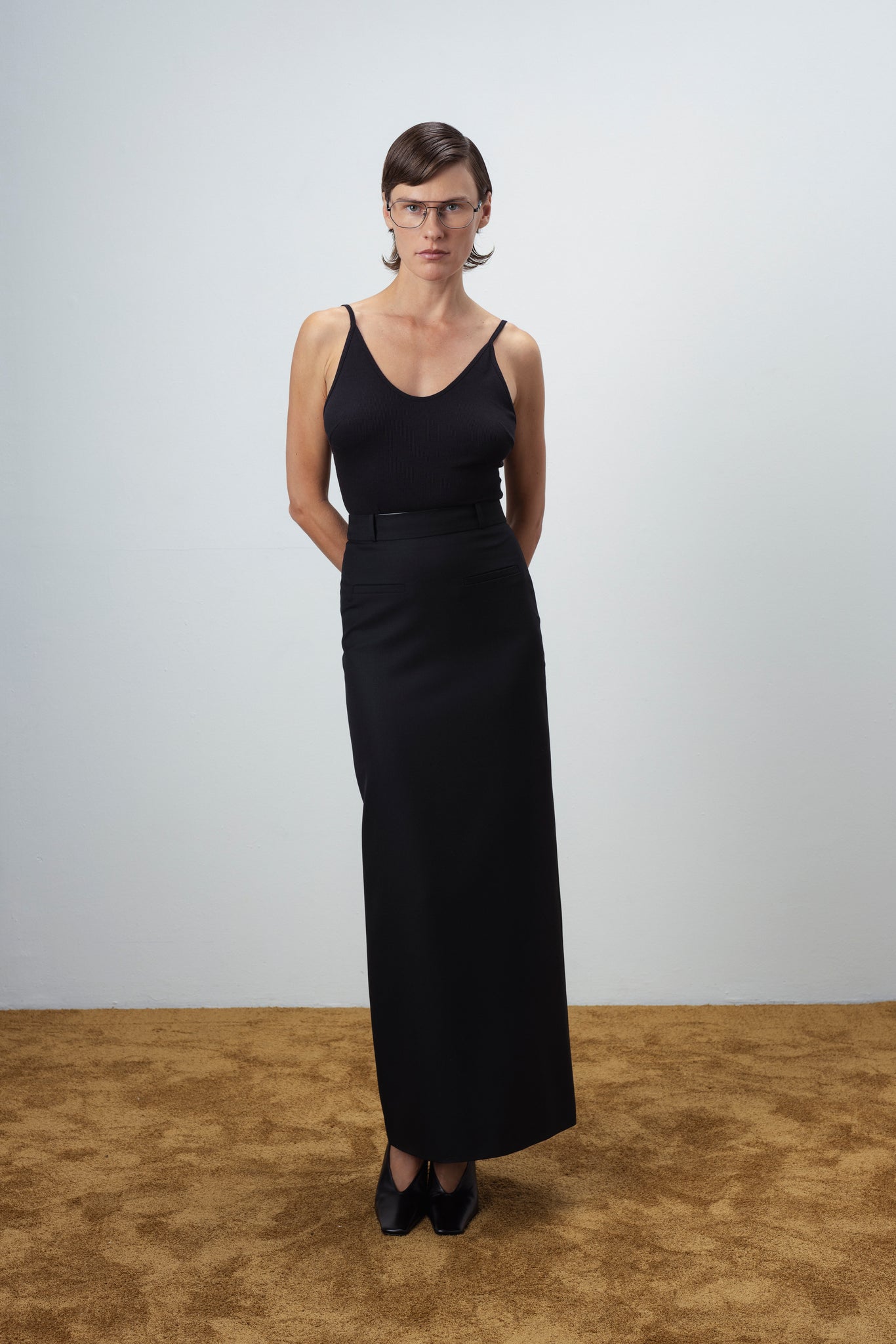 MAXI WOOL SKIRT IN BLACK