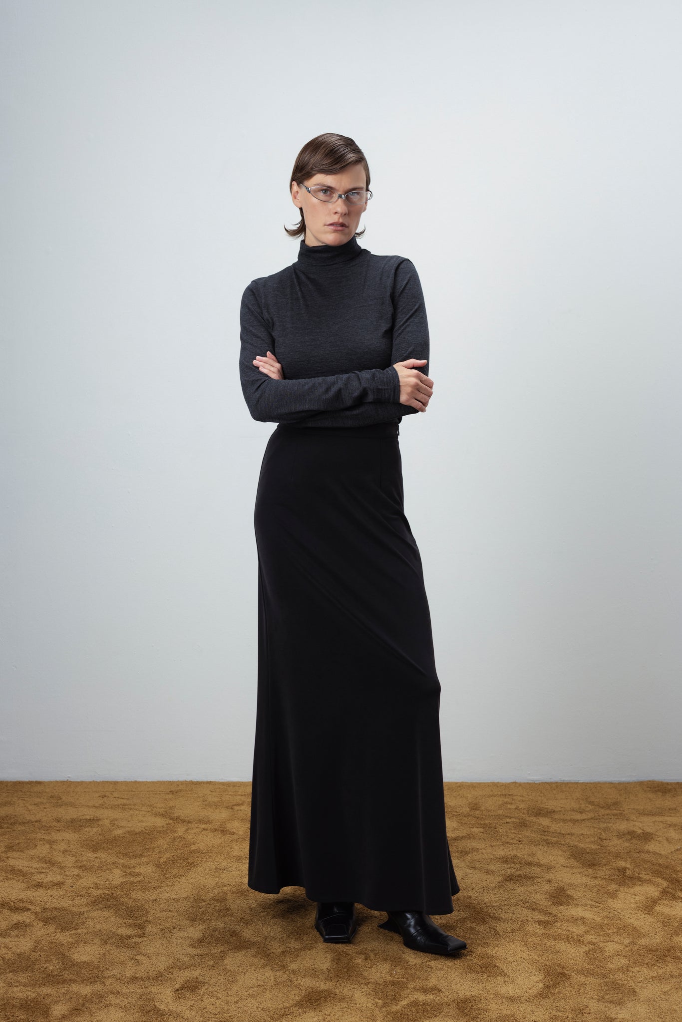 WOOL TURTLENECK TOP IN GREY