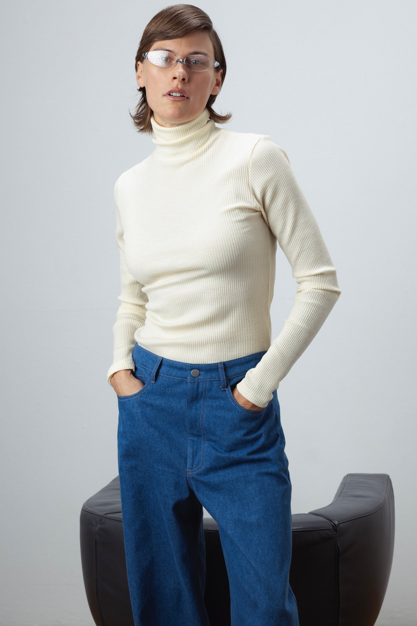 WOOL TURTLENECK TOP IN VANILLA