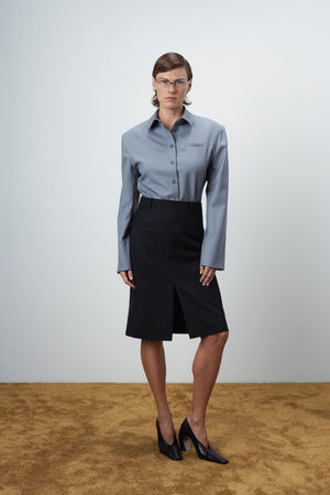 WOOL TAILORED SHIRT IN GREY