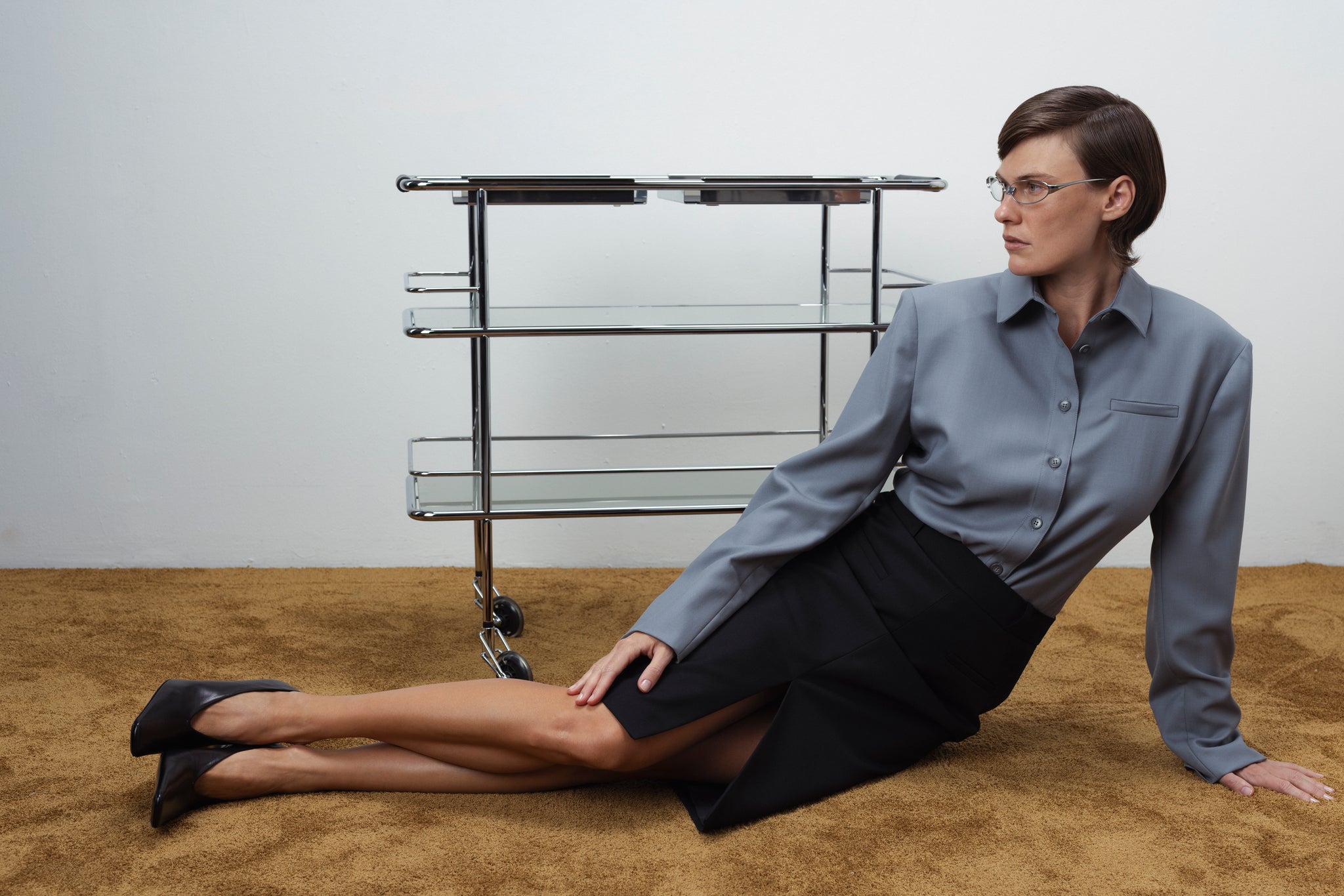 WOOL TAILORED SHIRT IN GREY