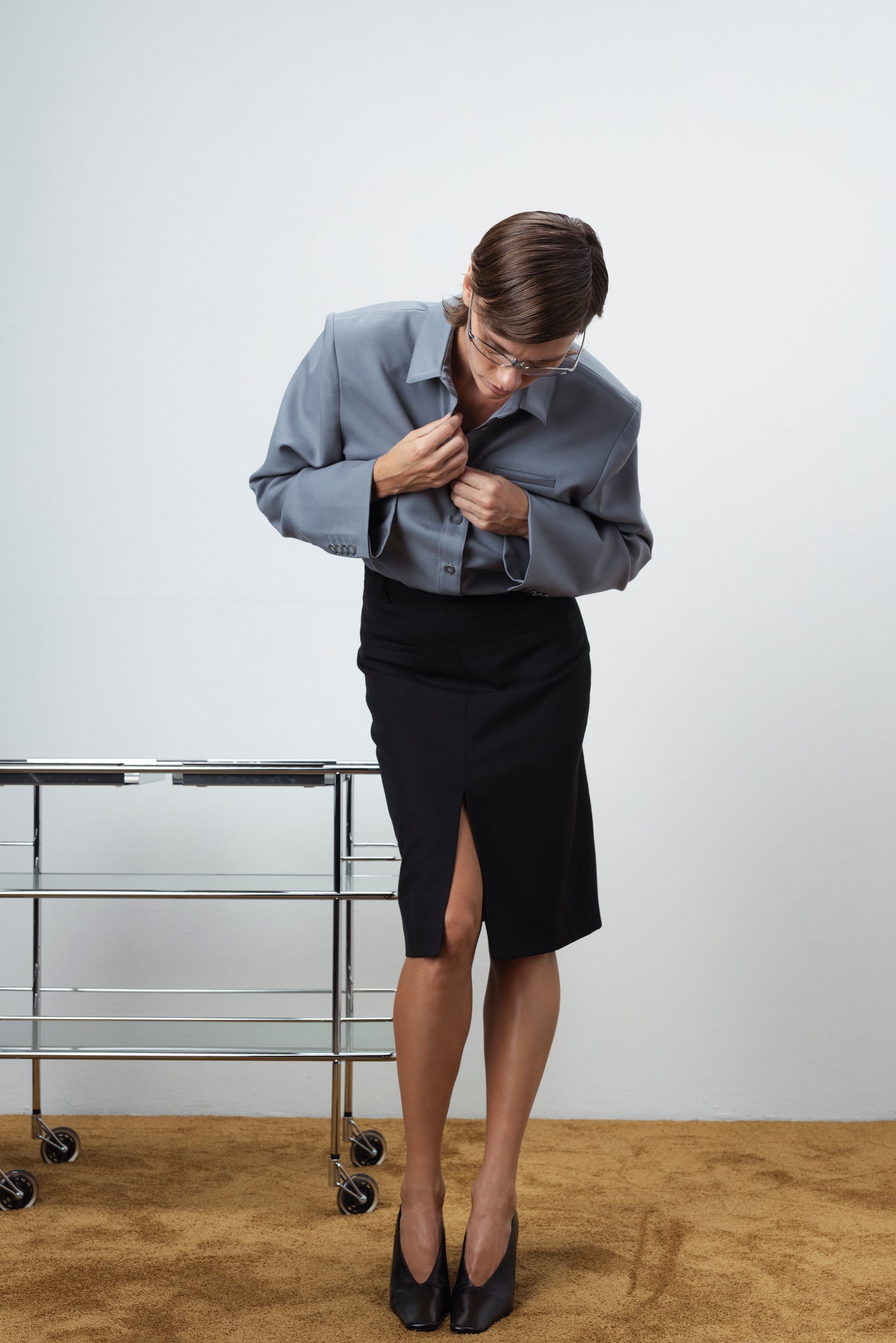 WOOL TAILORED SHIRT IN GREY