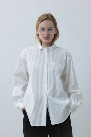 PLEATED SHIRT IN WHITE