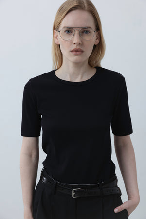 RIBBED T-SHIRT IN BLACK