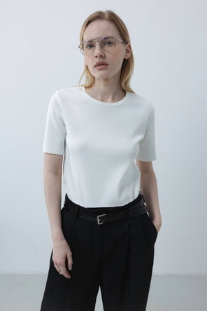 RIBBED T-SHIRT IN OFF-WHITE