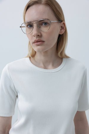 RIBBED T-SHIRT IN OFF-WHITE