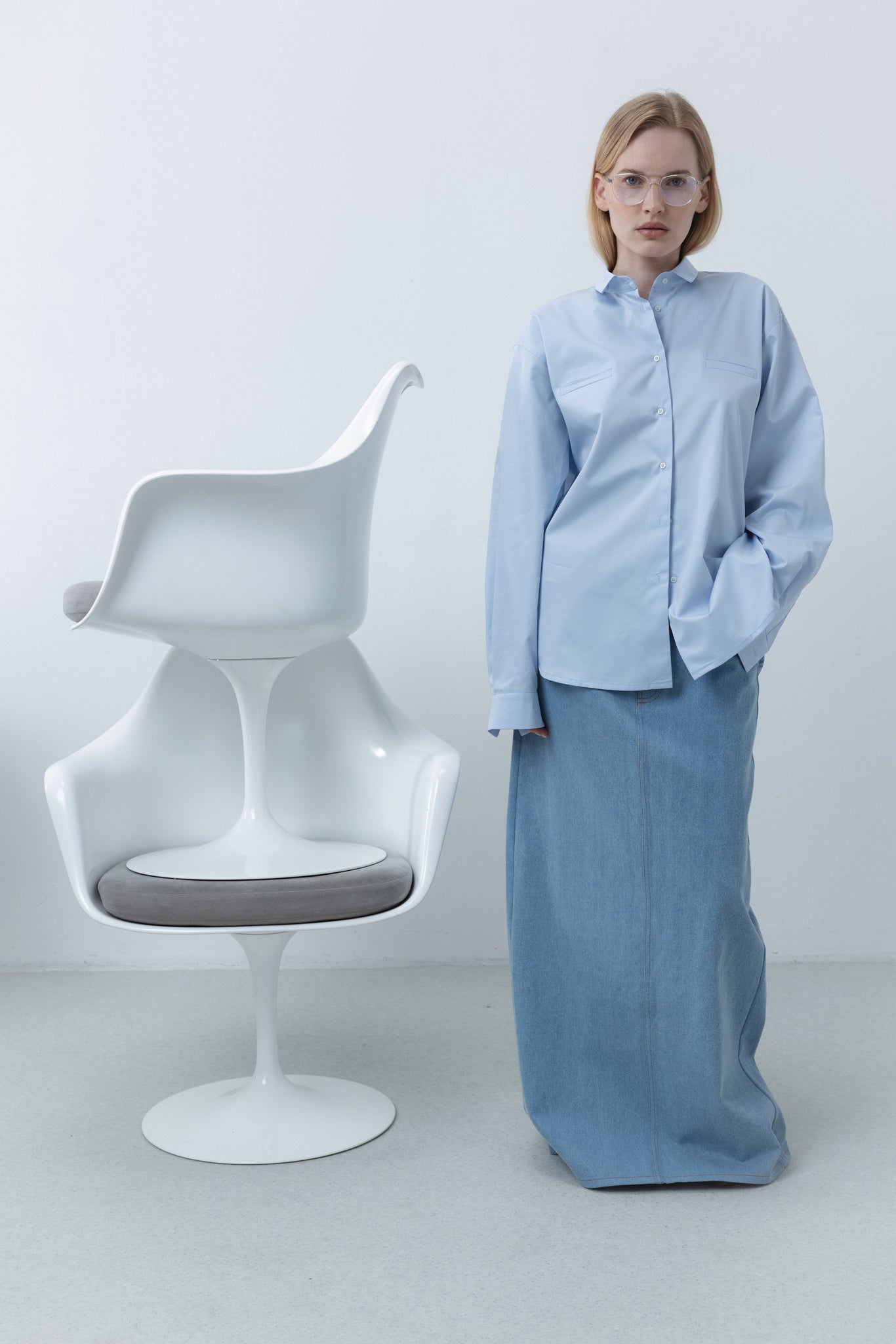 REGULAR POPLIN SHIRT IN LIGHT BLUE