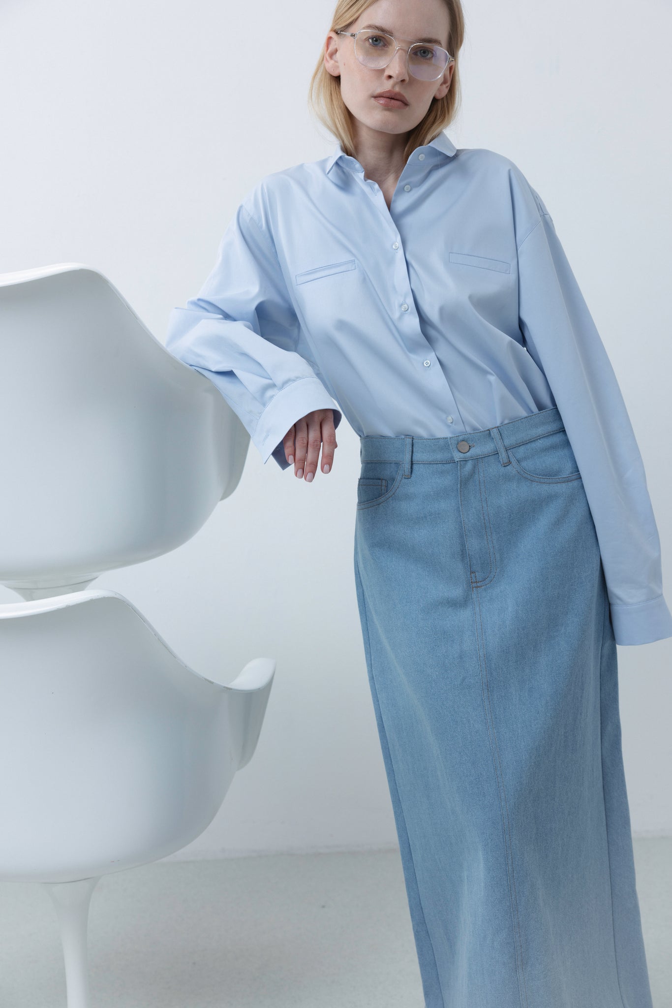 REGULAR POPLIN SHIRT IN LIGHT BLUE