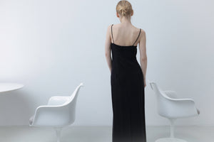 LONG MINIMAL SLIP DRESS IN BLACK