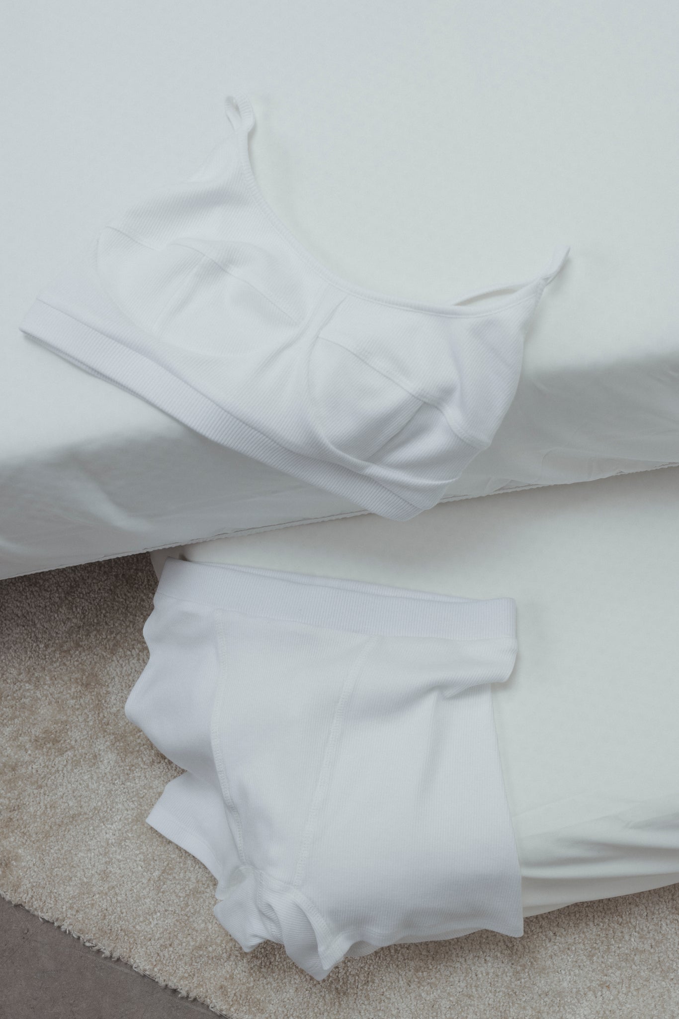 RIBBED BAMBOO BRA IN WHITE