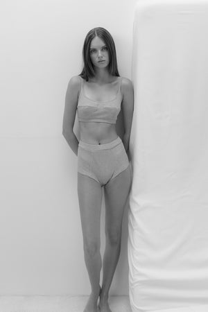 RIBBED COTTON BRA IN GREY