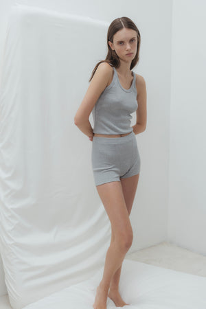 RIBBED COTTON TOP IN GREY
