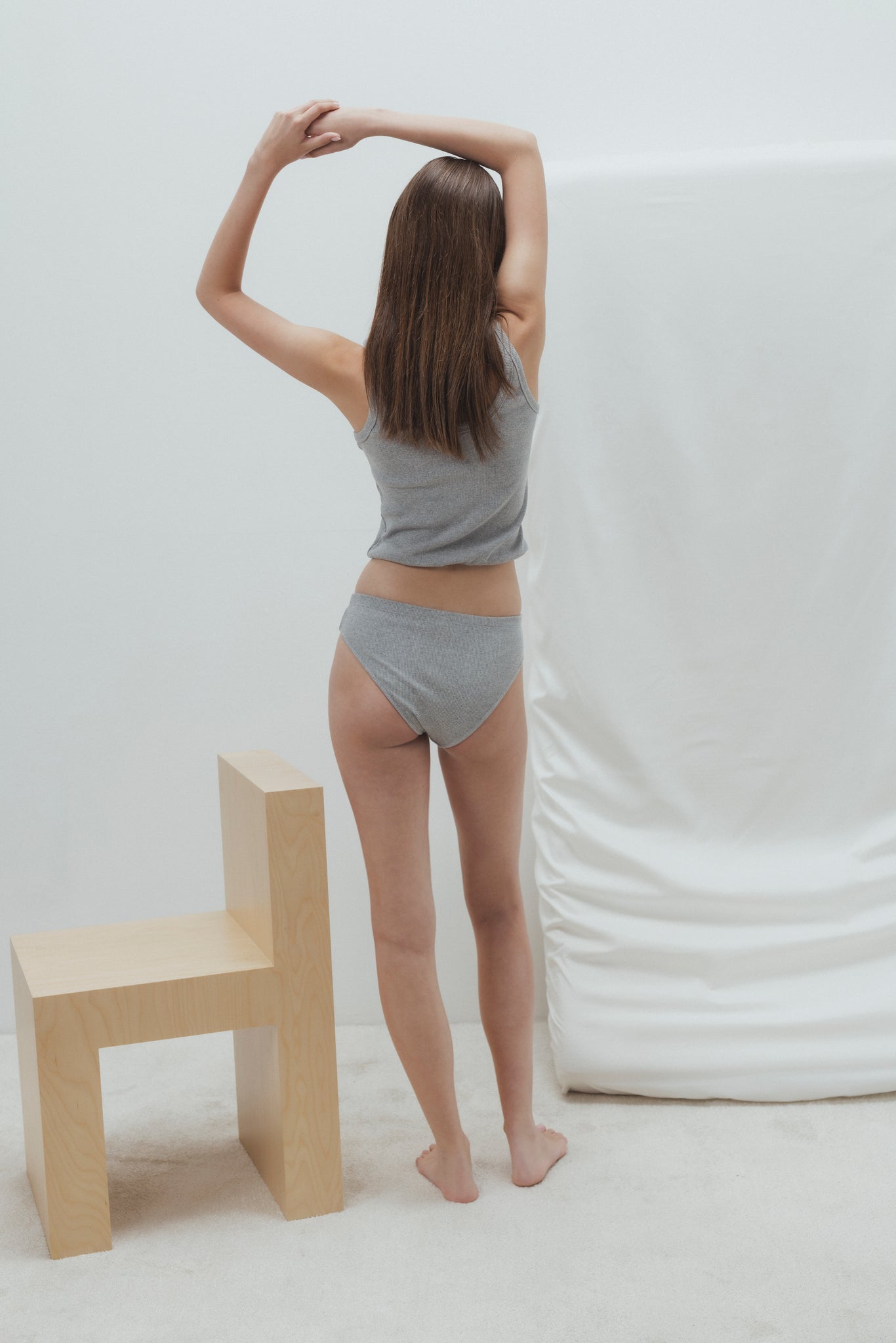 RIBBED COTTON TOP IN GREY