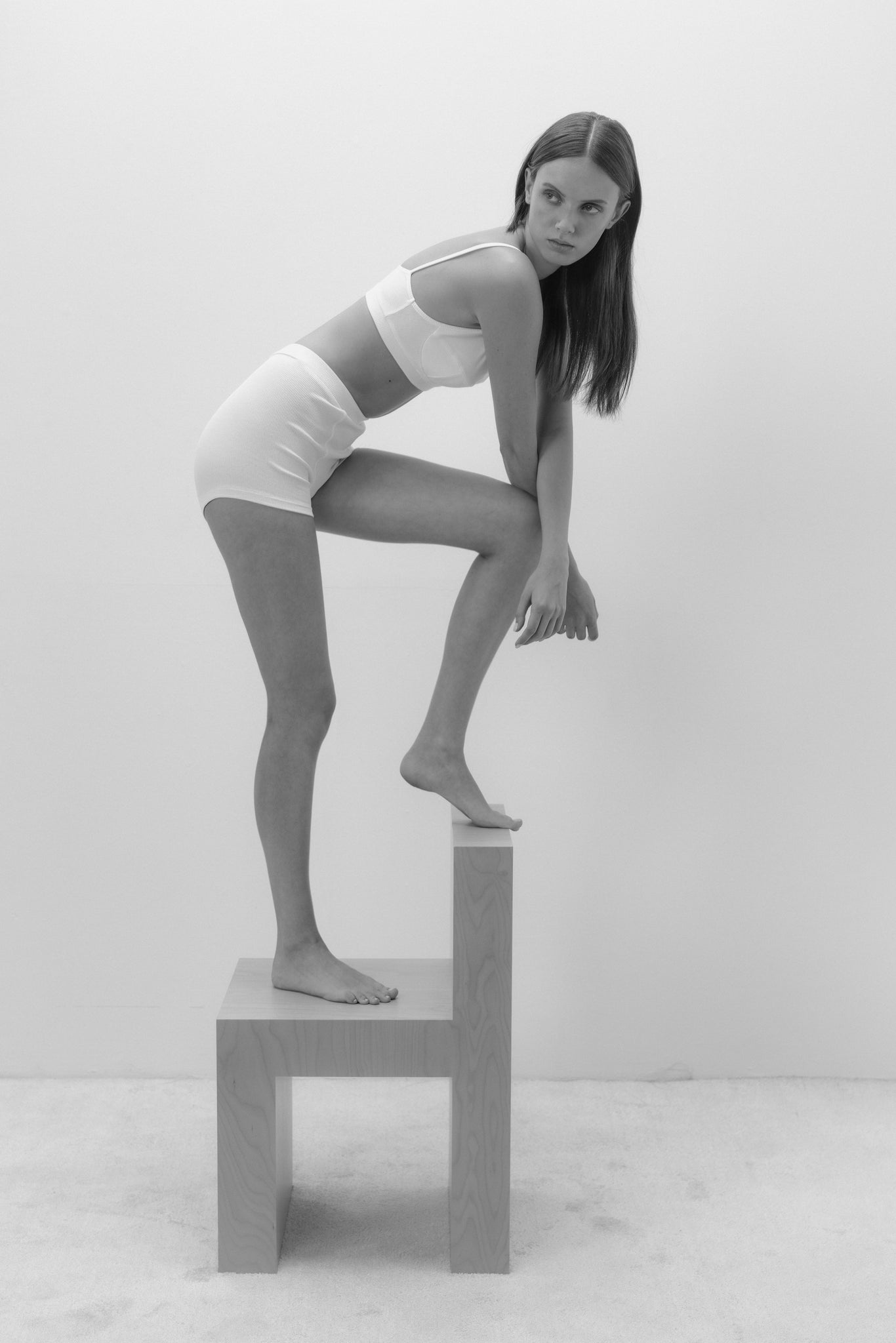 RIBBED BAMBOO BRA IN WHITE