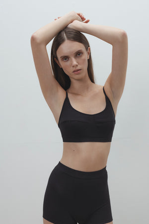 RIBBED BAMBOO BRA IN BLACK