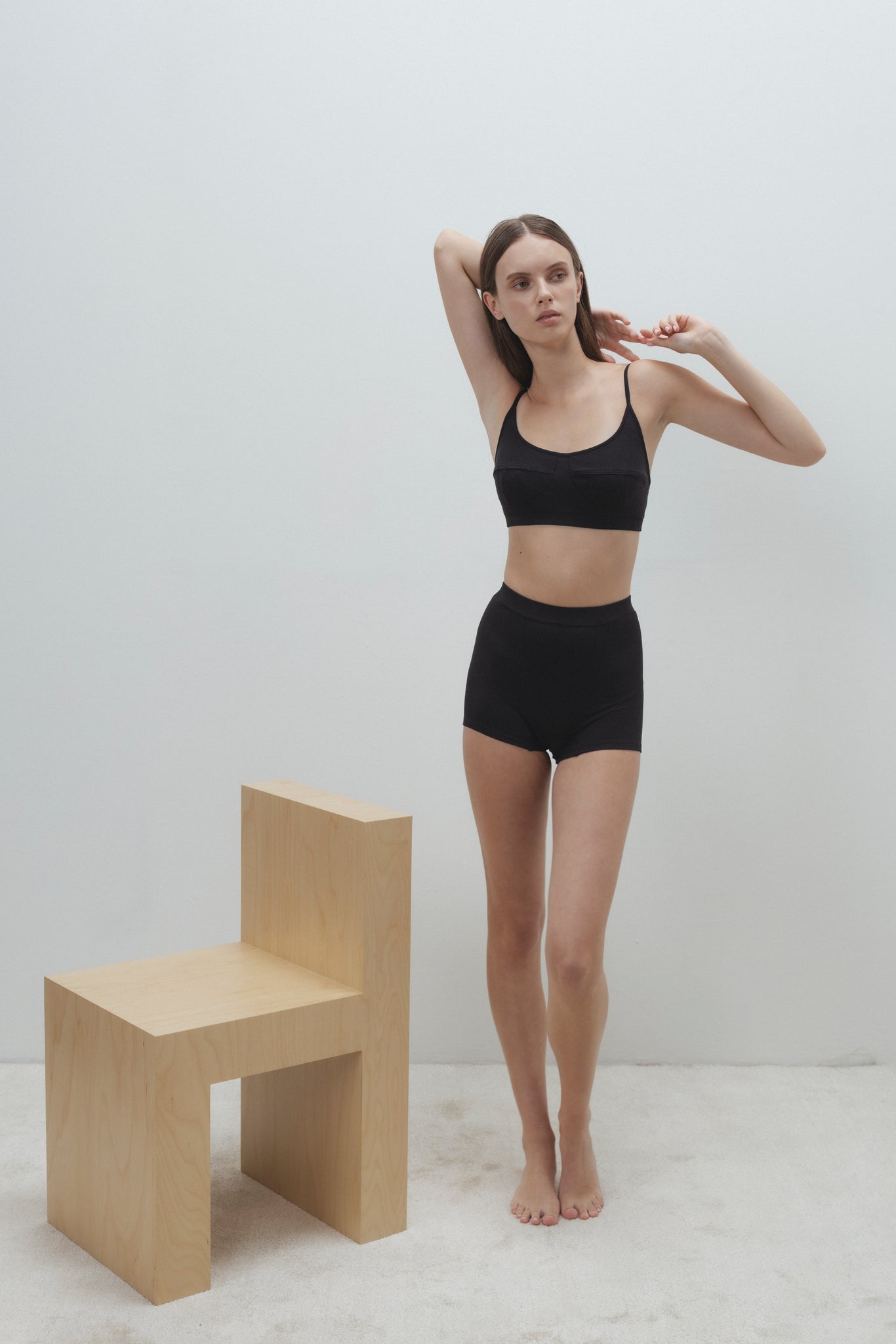 RIBBED BAMBOO BRA IN BLACK