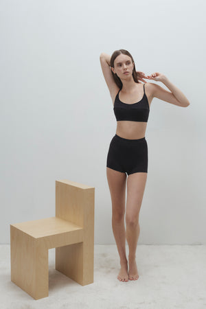 RIBBED BAMBOO BOXER SHORTS IN BLACK