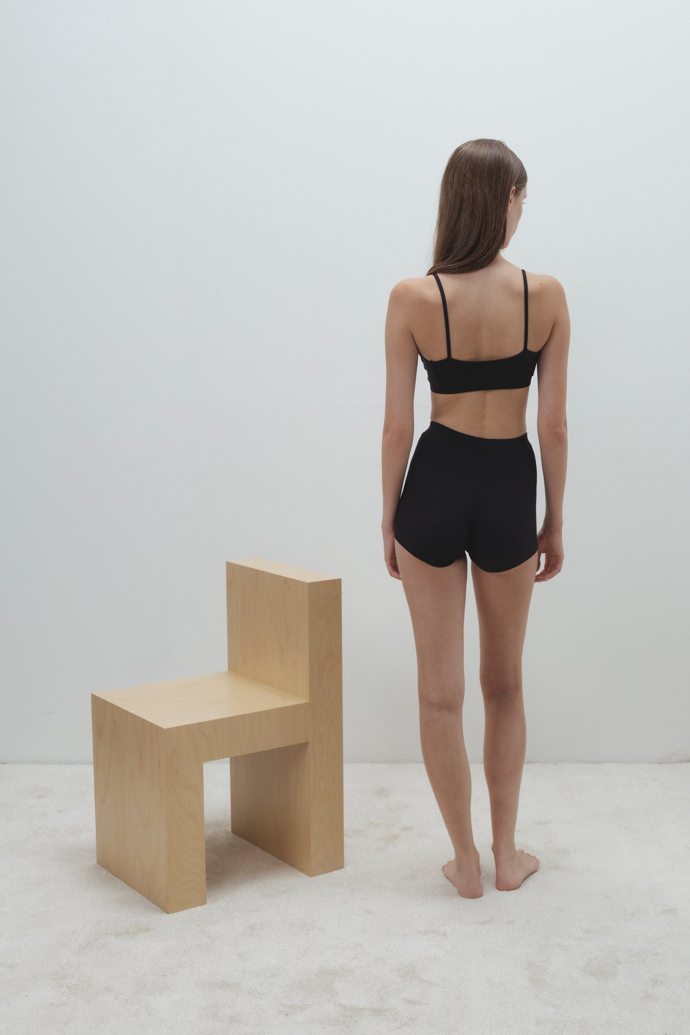 RIBBED BAMBOO BRA IN BLACK