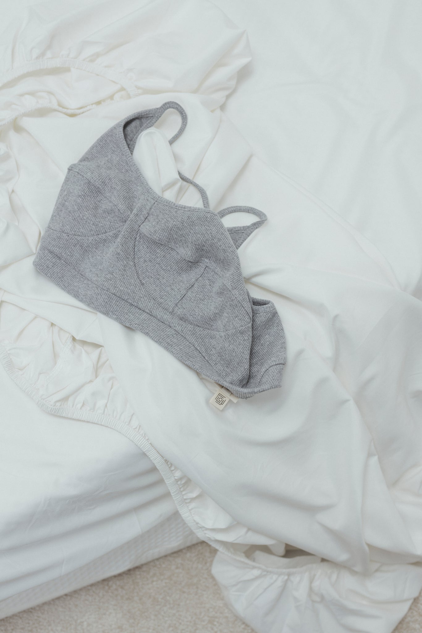 RIBBED COTTON BRA IN GREY