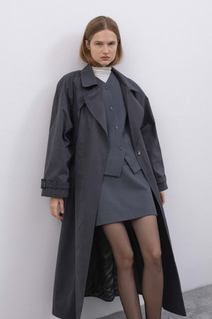 FLOW SIGNATURE TRENCH COAT IN GREY