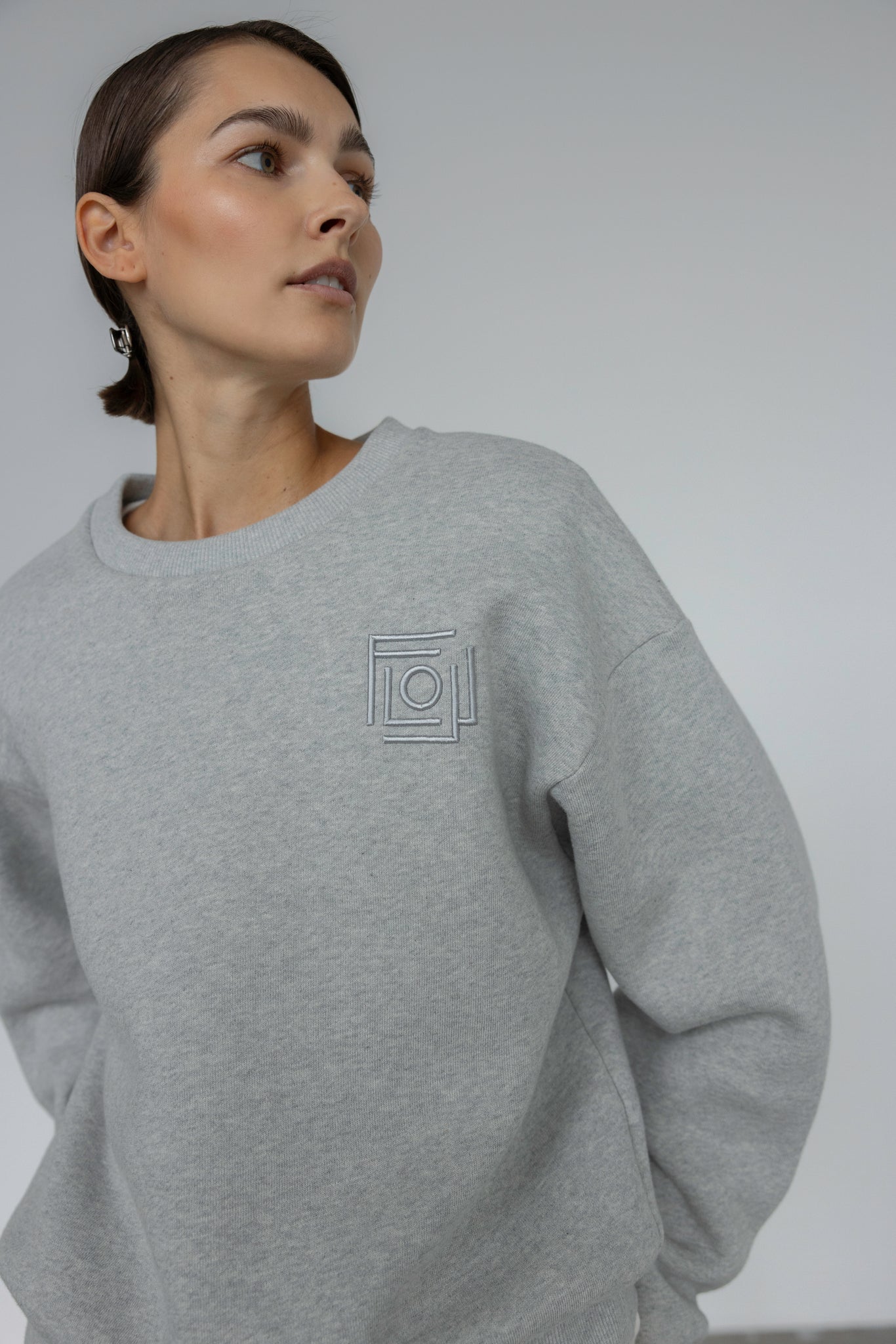 FLOW MONOGRAM SWEATSHIRT IN MELANGE GREY