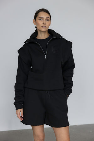 FLOW MONOGRAM ZIP UP SWEATSHIRT IN BLACK