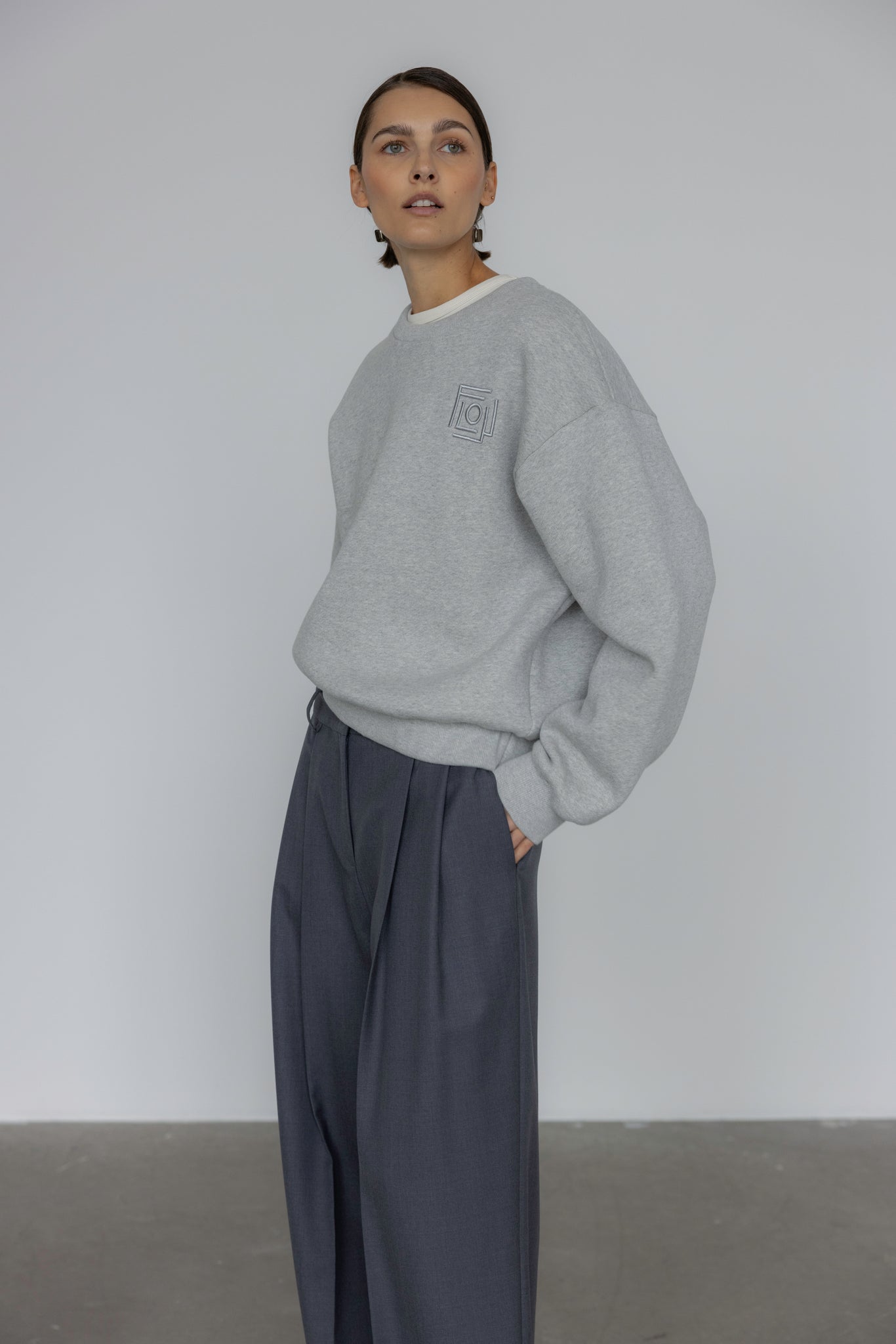 FLOW MONOGRAM SWEATSHIRT IN MELANGE GREY