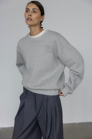 FLOW MONOGRAM SWEATSHIRT IN MELANGE GREY