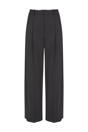 PLEATED WIDE TROUSERS IN GREY