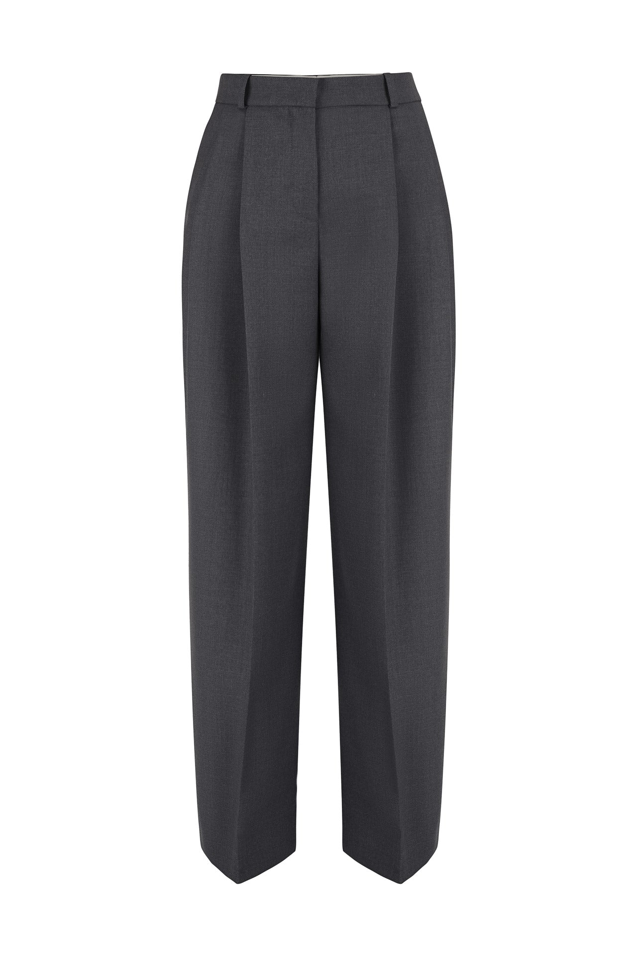 SOLO PLEATED WIDE TROUSERS IN MELANGE GREY