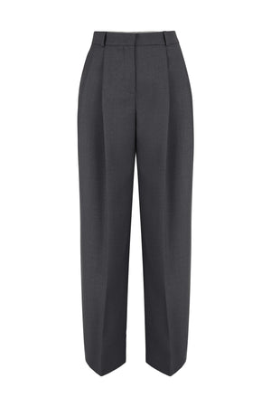 SOLO PLEATED WIDE TROUSERS IN MELANGE GREY