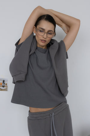LOUNGE RIBBED T-SHIRT IN GREY