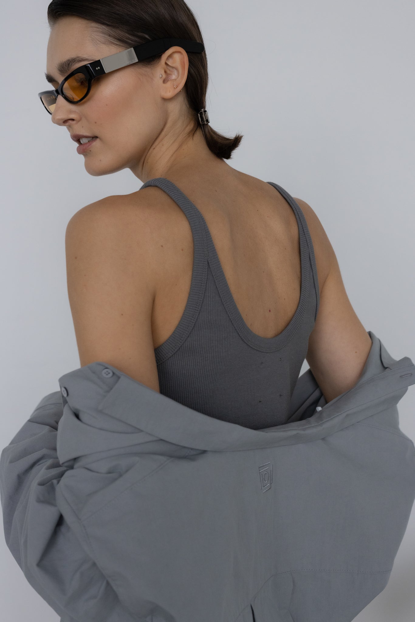 LOUNGE RIBBED TANK TOP IN GREY