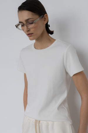 LOUNGE RIBBED T-SHIRT IN WHITE